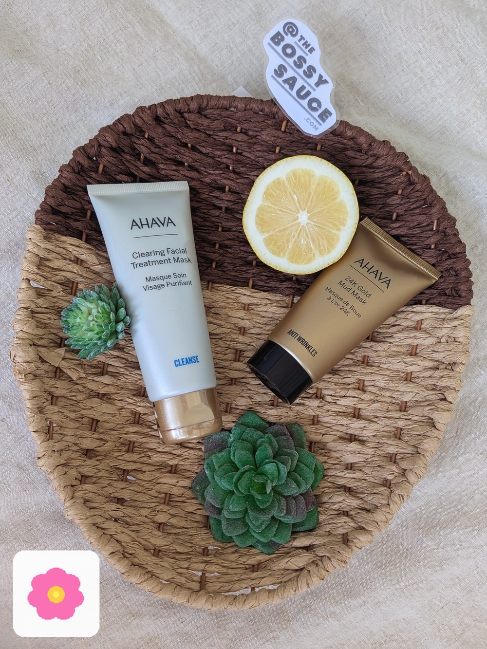AHAVA Mask Duo: Clearing Facial Treatment Mask + 24K Gold Mud Mask NWT